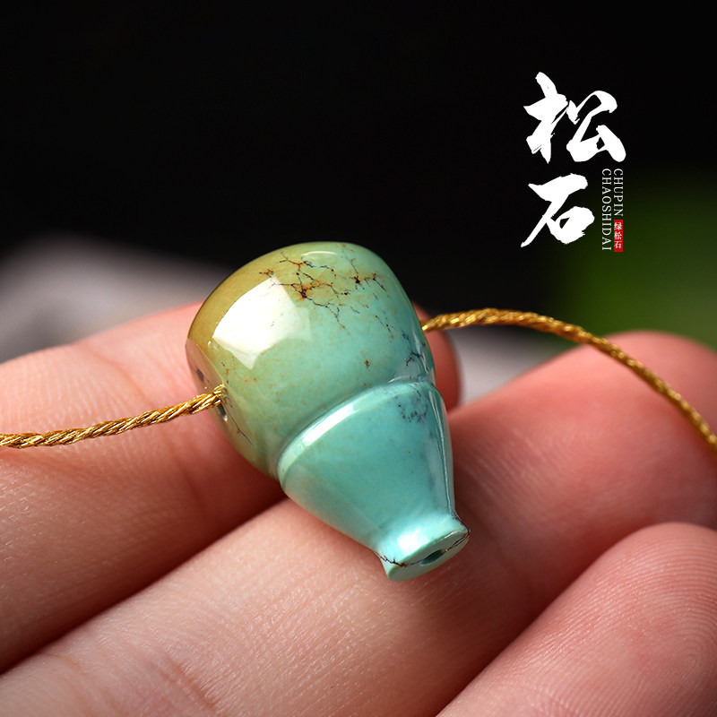 天然原矿高瓷绿松石三通一体佛头百香籽菩提108佛珠手串diy配饰