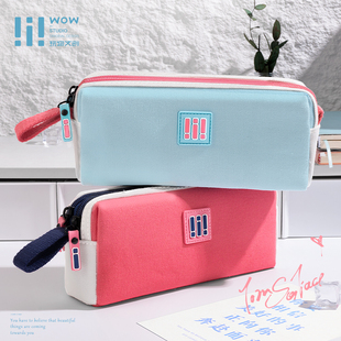 玩物文创x三木 高颜值帆布笔袋ins女孩2026新款初高中学生大容量铅笔袋小学生男生男款小众拉链收纳文具盒包