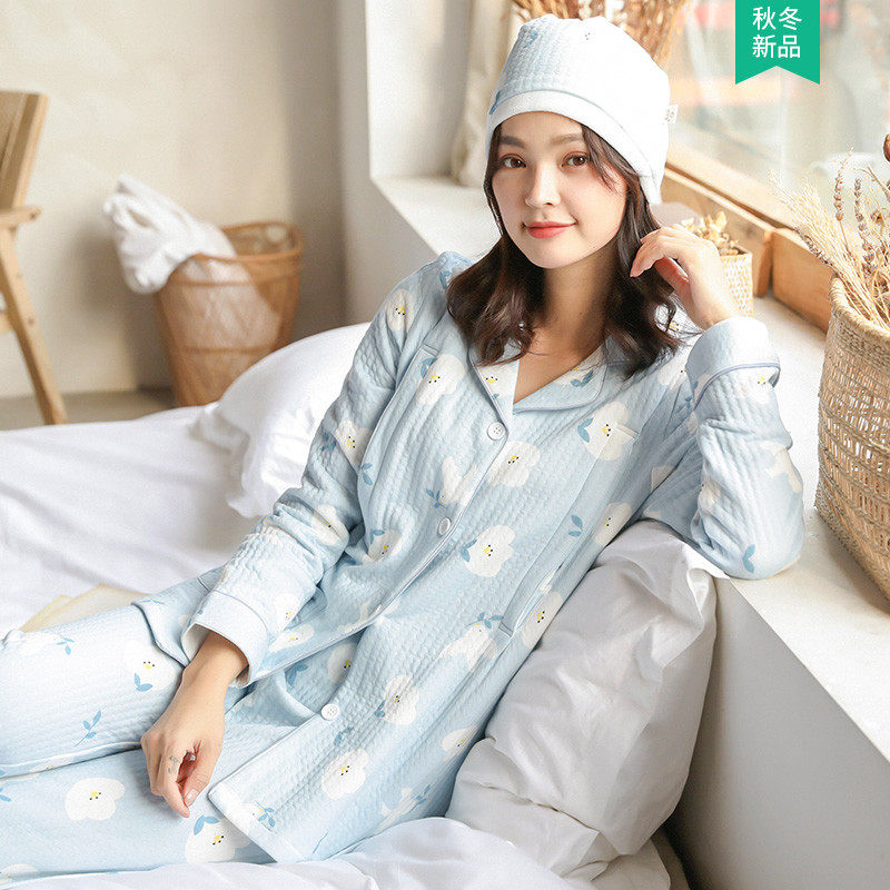 咕羊羊月子服春秋冬季纯棉孕妇产后10月份11产妇空气棉12哺乳睡衣