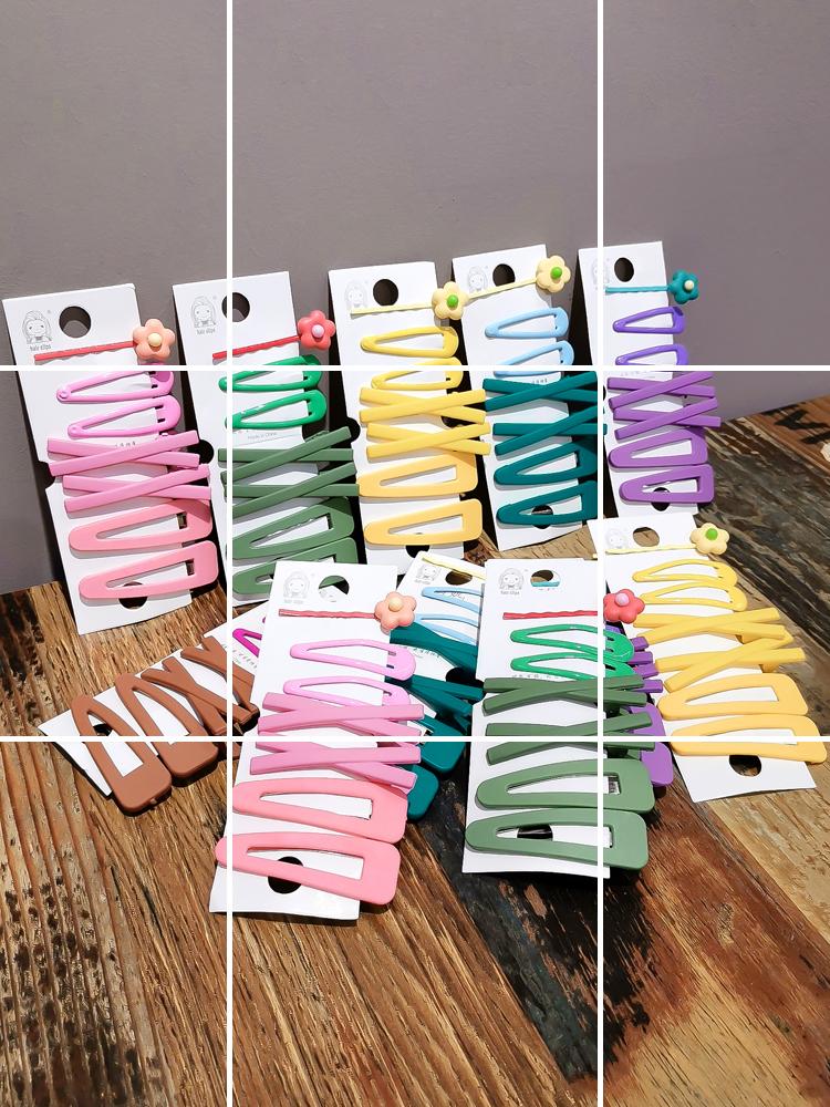 韩国牛油果绿色发卡泫雅ins少女软陶小花边夹女头饰一字夹小发夹