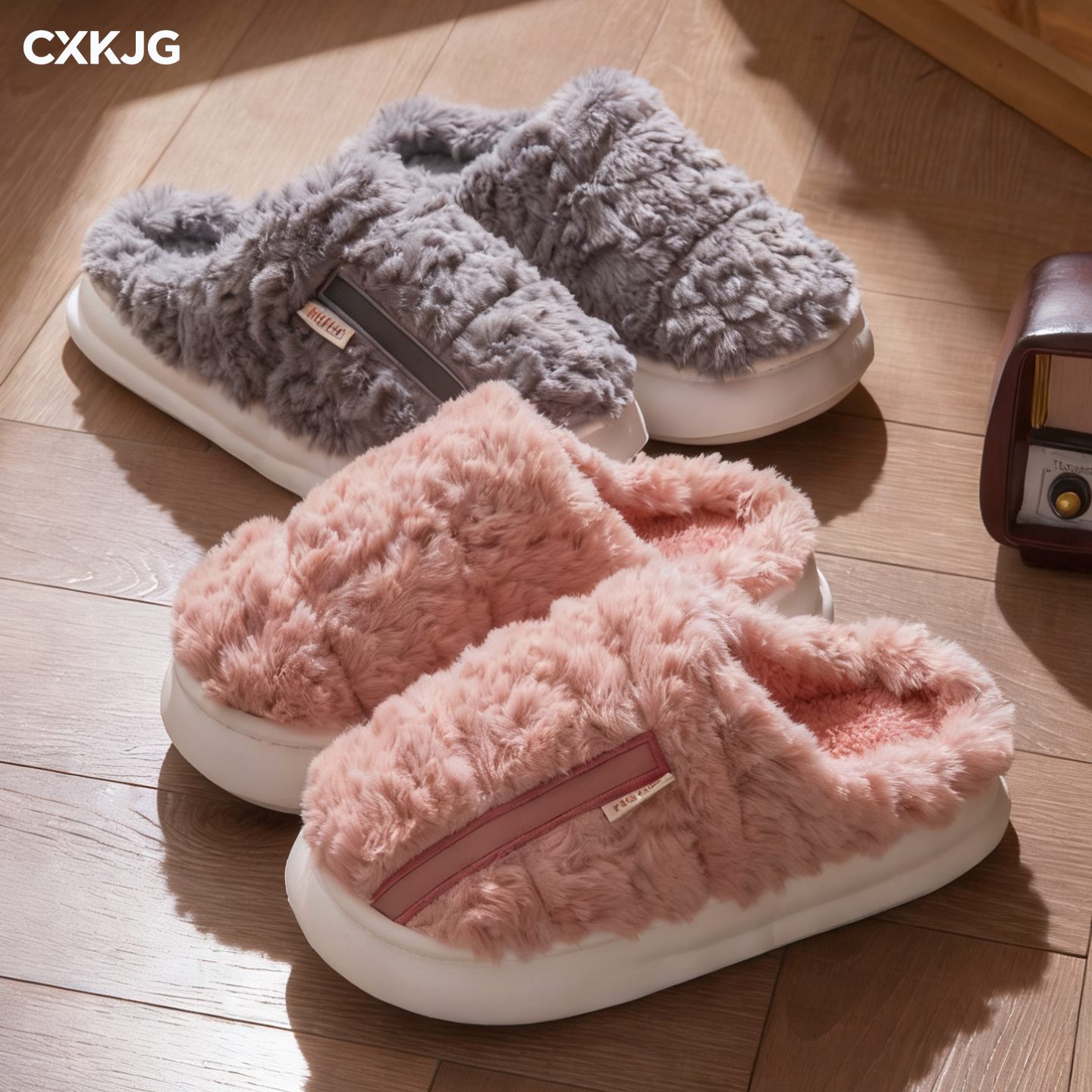 毛毛绒棉拖鞋男女款冬