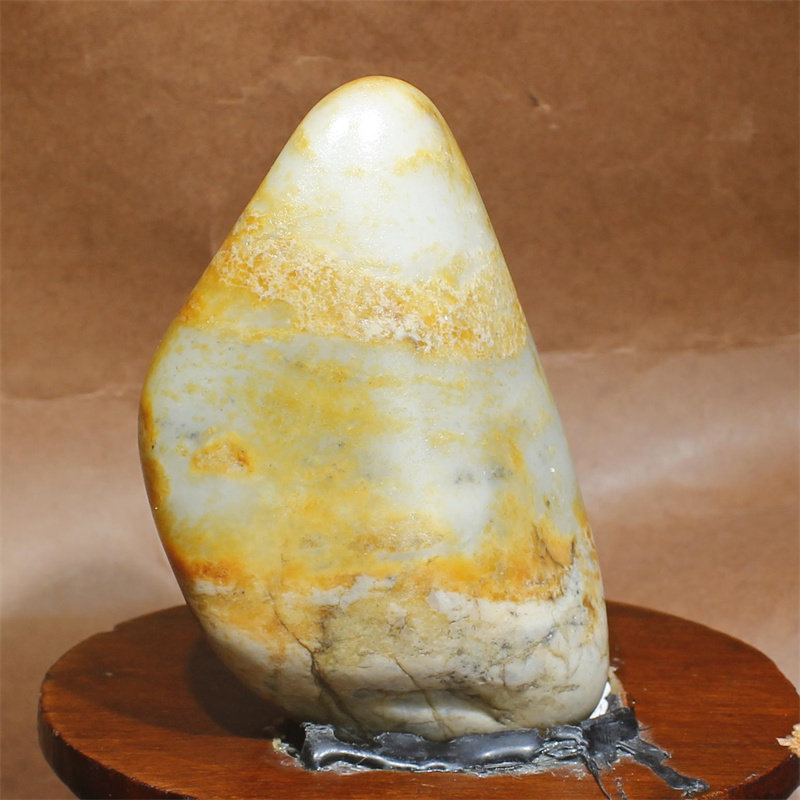 319克秋梨皮白玉黄沁籽料原石摆件新疆和田玉天然玉石雕刻作料L