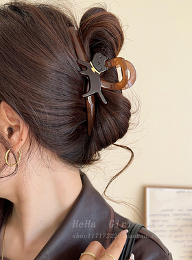 卡通可爱醋酸猫咪大号发夹女气质高级感盘发抓夹2025新款鲨鱼夹子