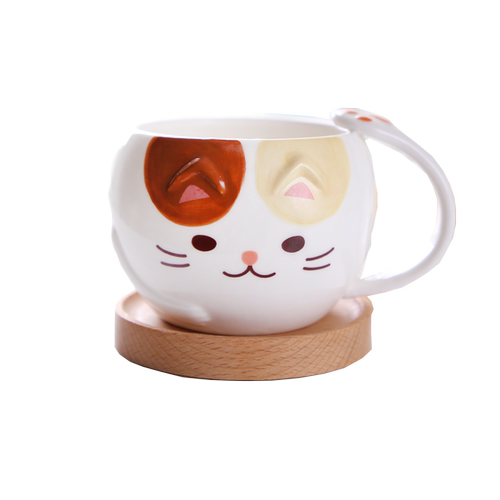 日式猫咪杯子可爱家用陶瓷马克杯创意 闺蜜生日礼物少女心水杯