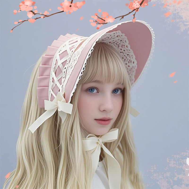 洛丽塔帽子蕾丝花边蝴蝶结bnt手作洛夫德发帽奈特娃娃lolita配饰