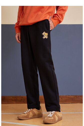 美特斯正品男简约卫裤春夏新款休闲裤针织裤印花针织束脚长裤男
