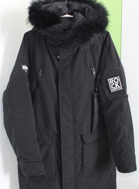 美家正品羽绒服男冬季加连帽中长款黑色真毛领鸭绒外套青年外套