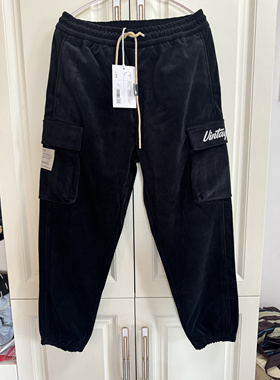 国货美家男休闲束脚裤秋冬弹力舒适黑色加厚男工装宽松口袋男裤