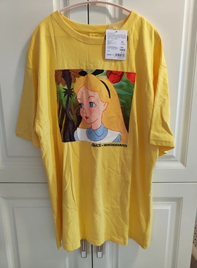 国货美家正品短袖夏季新款T恤女短袖黄色T恤上衣大码纯棉宽松女T