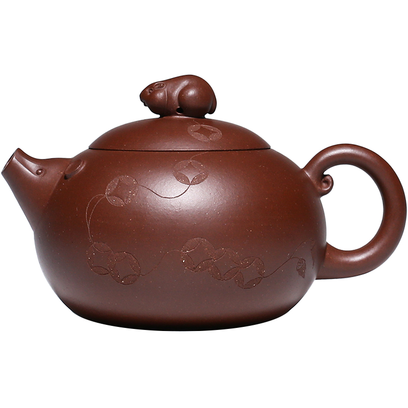 润砂礼品宜兴紫砂壶纯全手工泡茶壶原矿紫泥鼠来宝功夫茶具套装