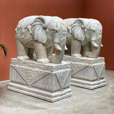 石雕大象汉白玉一对别墅庭院公司门口招财摆件泰式风水石象小象