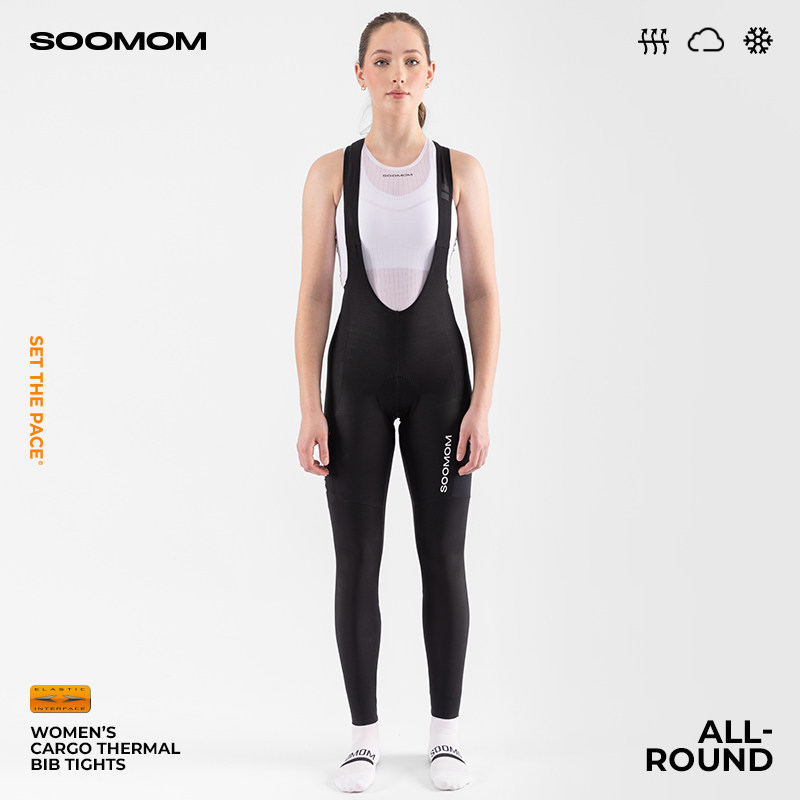SOOMOM | ALL-ROUND 女士公路车防泼水保暖抓绒储物背带骑行长裤