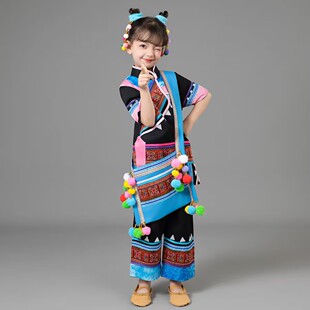 儿童拉祜族演出服装男女童少数民族中小学生拉祜族合唱表演运动会
