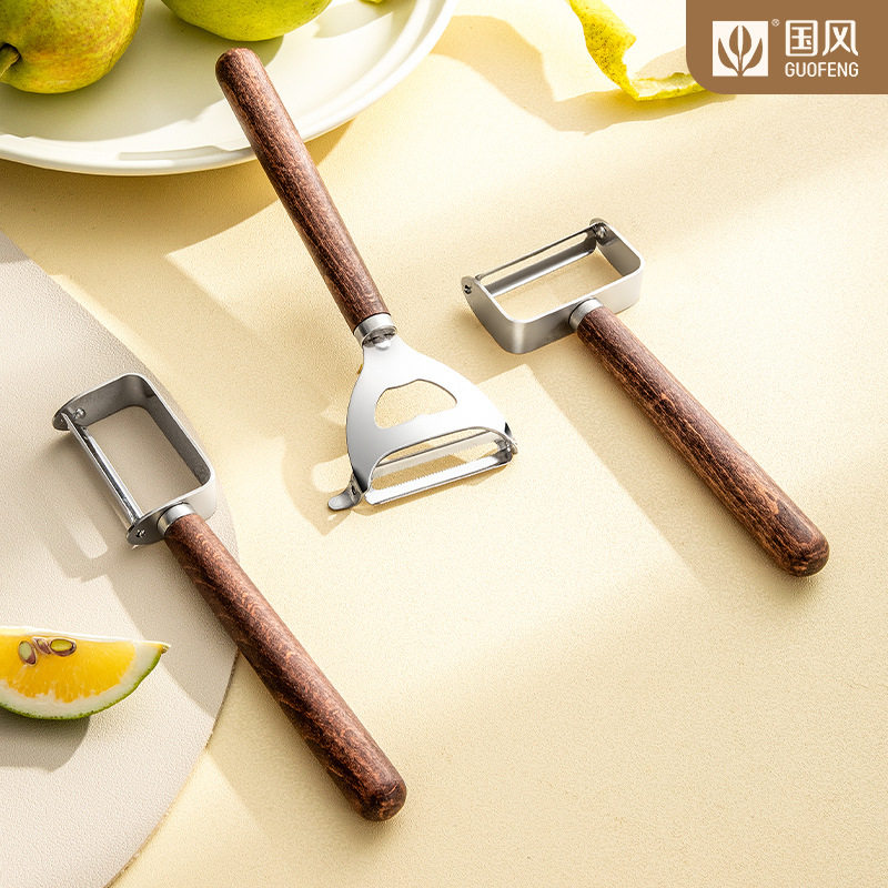 不锈钢削皮刀高档胡桃木苹果瓜刨