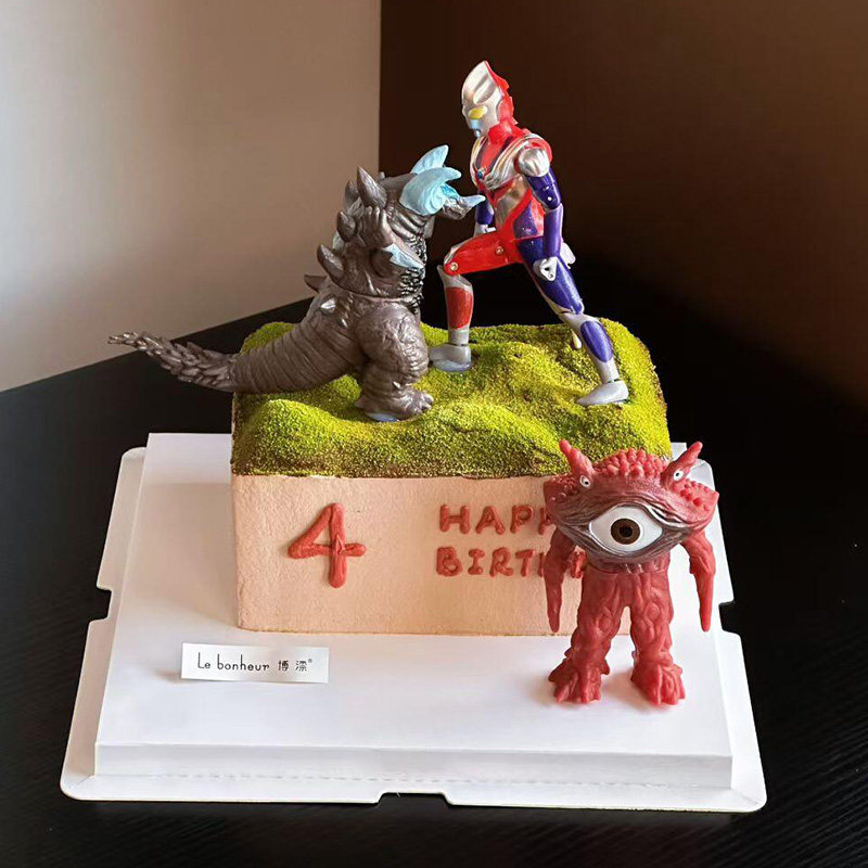 网红迪迦蛋糕装饰摆件超人打怪兽男孩儿童男生生日派对烘焙装扮