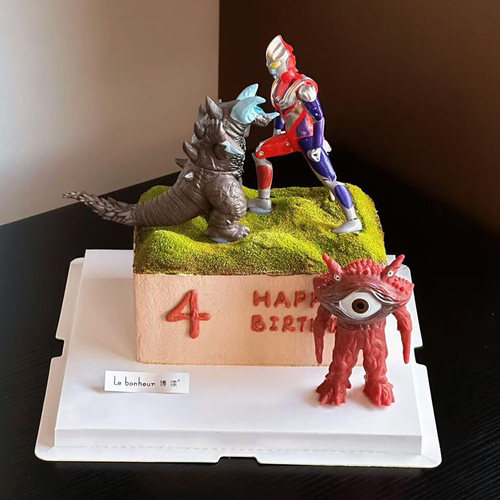网红迪迦蛋糕装饰摆件超人打怪兽男孩儿童男生生日派对烘焙装扮