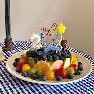 仪式感生日派对拱门蜡烛插件透明HBD圆形插牌周岁甜甜圈数字蜡烛
