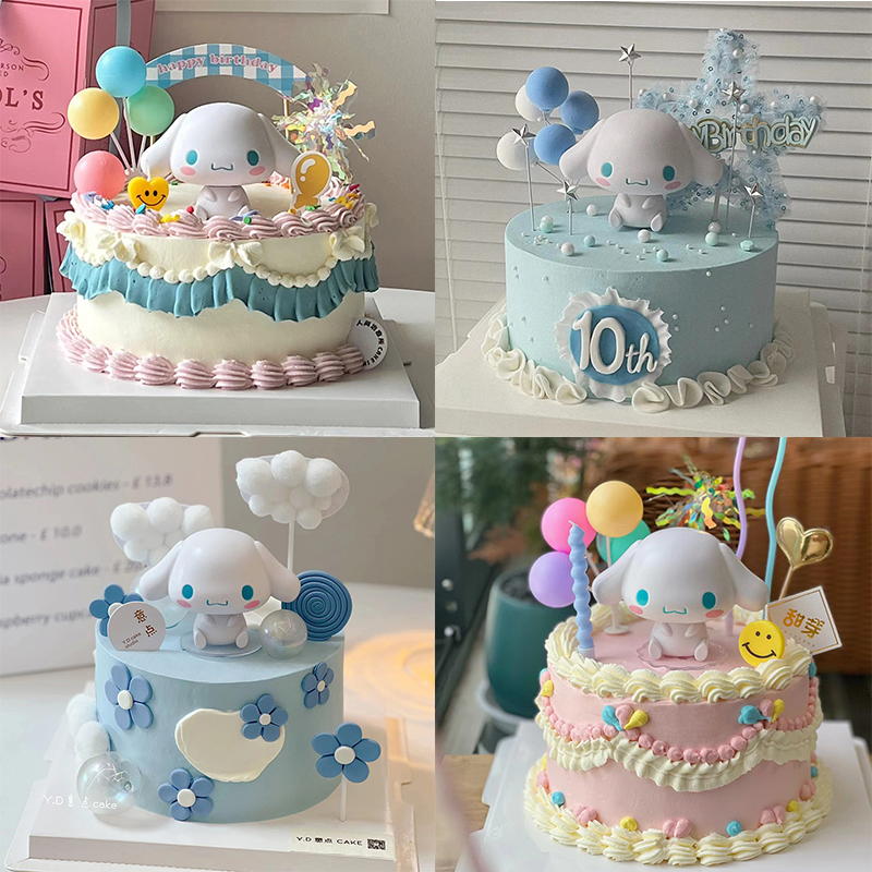 大耳朵玉桂狗ins生日蛋糕装饰