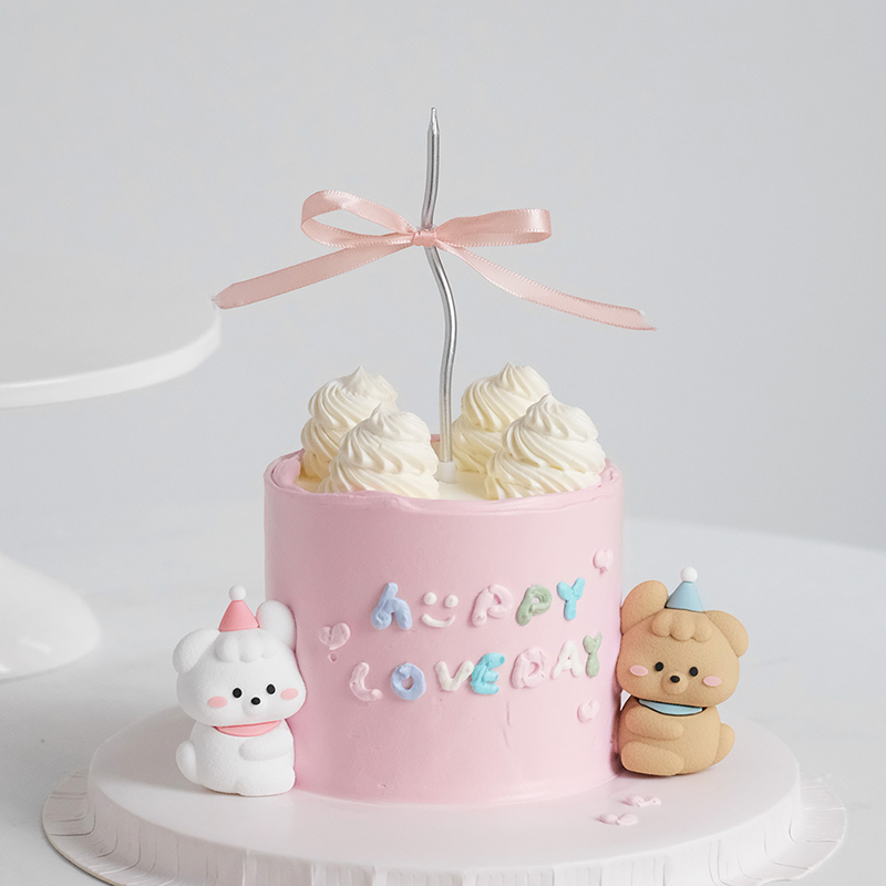 2025情人节网红ins风烘焙蛋糕装饰摆件可爱帽子小狗狗蝴蝶结插件
