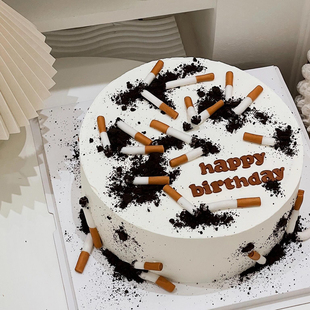 网红烟灰缸蛋糕装饰 爸爸父亲节男神生日香烟戒烟烟灰缸蛋糕摆件