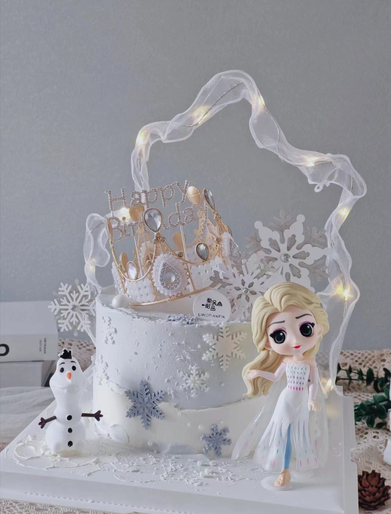 冰雪女王艾莎爱莎公主雪宝蛋糕