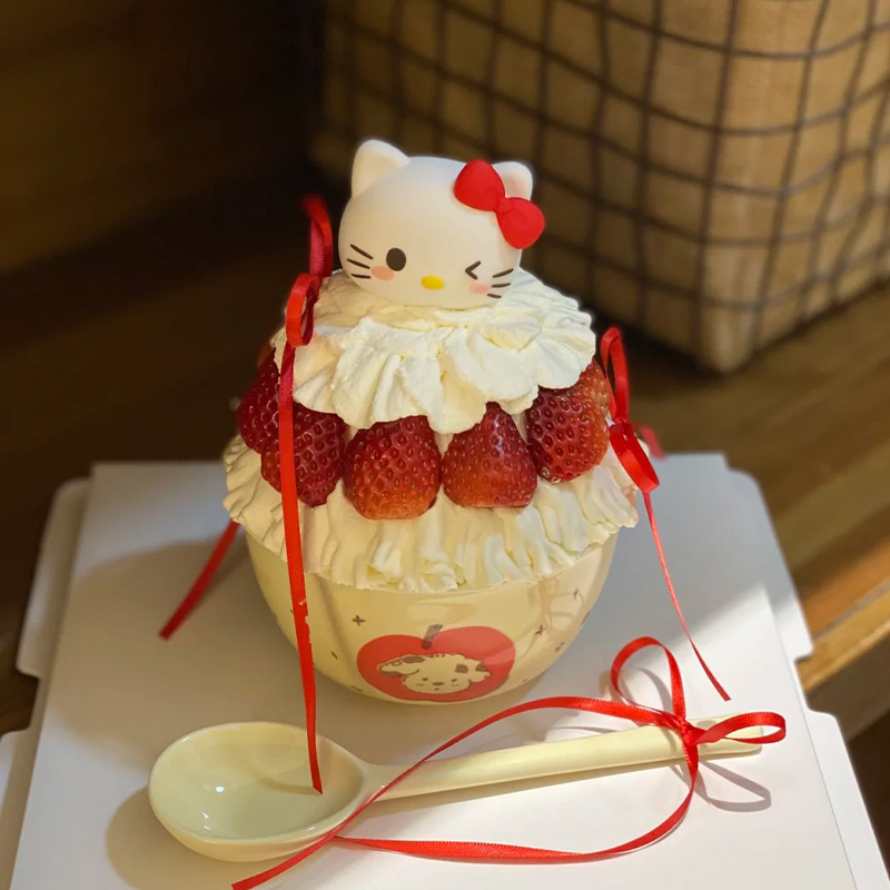 网红同款圣诞节kt猫草莓塔甜品碗蛋糕装饰跨年甜品烘焙小狗陶瓷碗