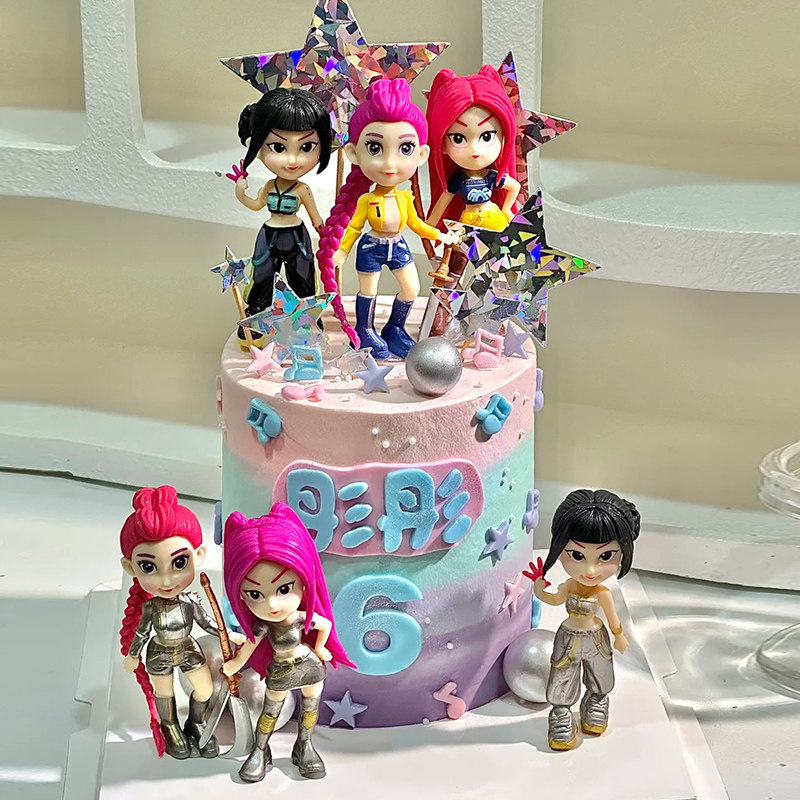网红Q版6款K猎魔女团蛋糕装饰手办娃娃露米米拉佐伊公仔玩具摆件