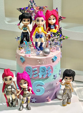 网红Q版6款K猎魔女团蛋糕装饰手办娃娃露米米拉佐伊公仔玩具摆件