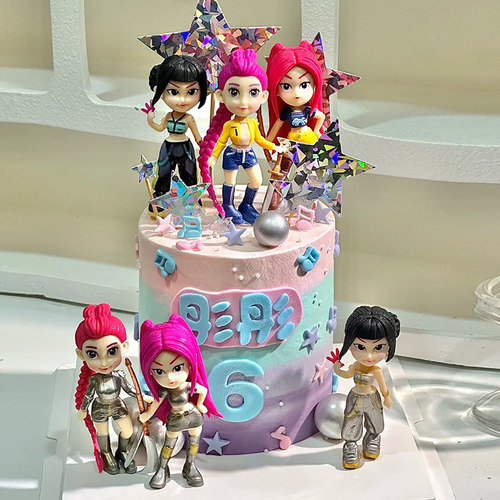 网红Q版6款K猎魔女团蛋糕装饰手办娃娃露米米拉佐伊公仔玩具摆件