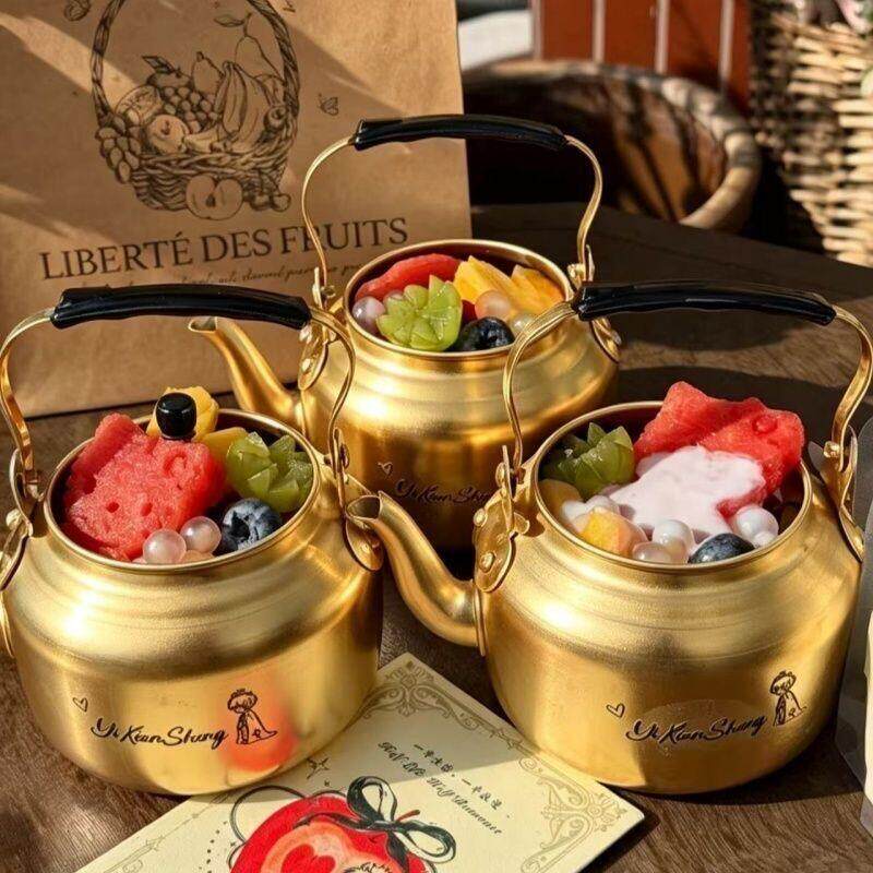 奶茶甜品店同款!水吊子奶茶壶老式咖啡铝壶网红店拍照引流小神器
