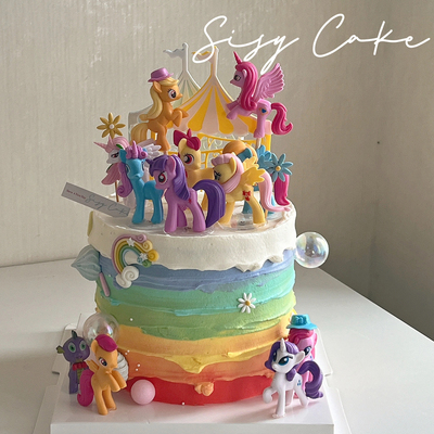 小红书同款小马蛋糕装饰摆件独角兽小马公主蛋糕创意甜品烘焙摆件