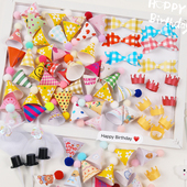 韩国ins风复古小帽子蛋糕装 彩色格子可爱帽子蝴蝶结皇冠插件 饰