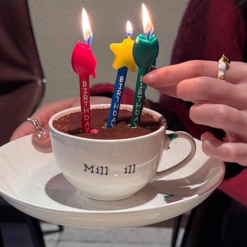 韩国ins生日蛋糕装饰蜡烛星星火苗彩色字母生日蜡烛出片拍照道具