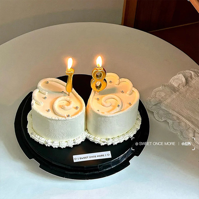 小红书同款ins风金色数字蜡烛蛋糕装饰翅膀wishcore生日烘焙插件