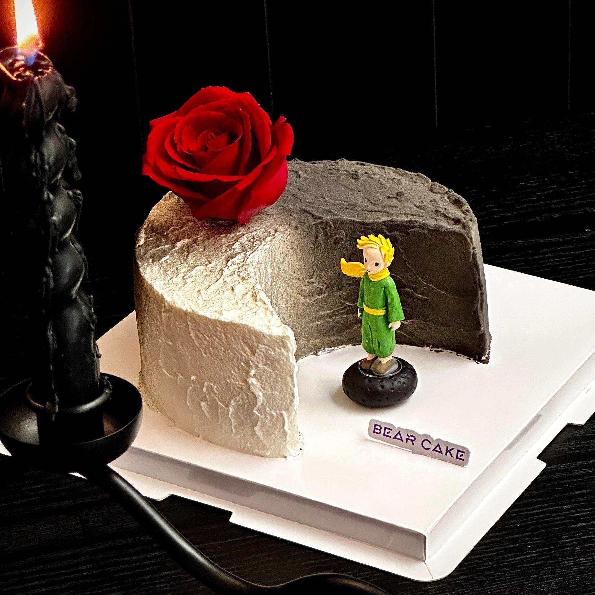 玫瑰花小王子生日蛋糕装饰仿真鲜花插件情侣纪念日告白蛋糕装扮