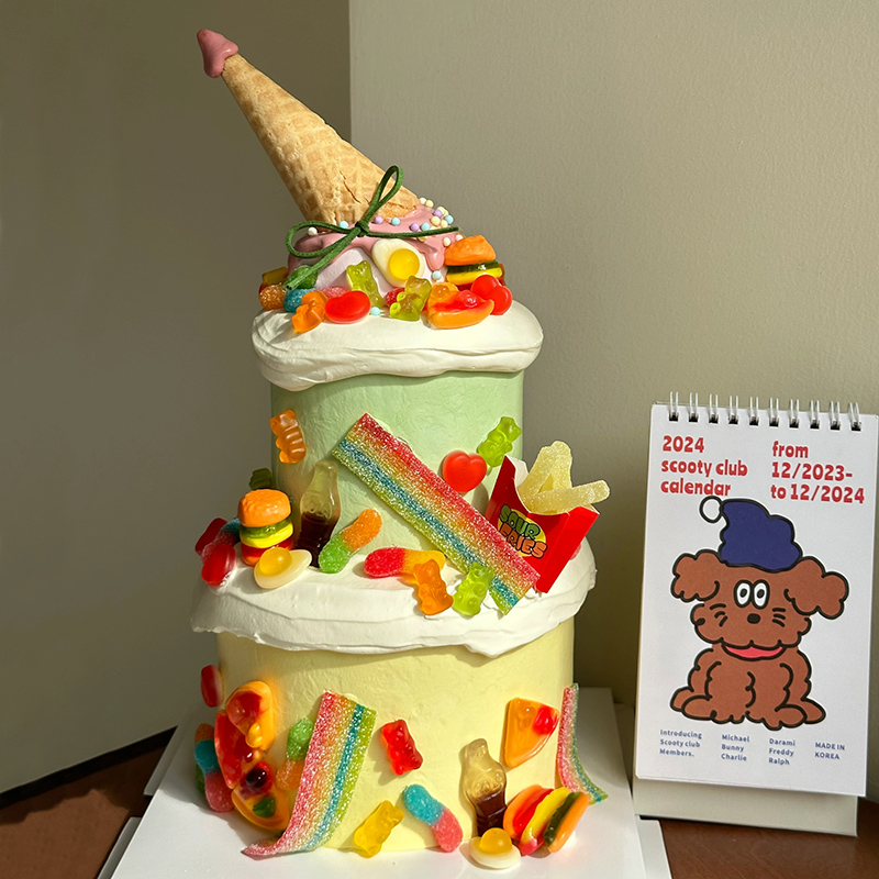 网红ins风汉堡薯条热狗橡皮糖多巴胺夏日冰激凌甜筒蛋糕装饰插件