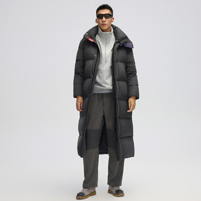 【高端品质羊毛鹅绒服】冬季新款加厚连帽高充绒量长款羽绒服男