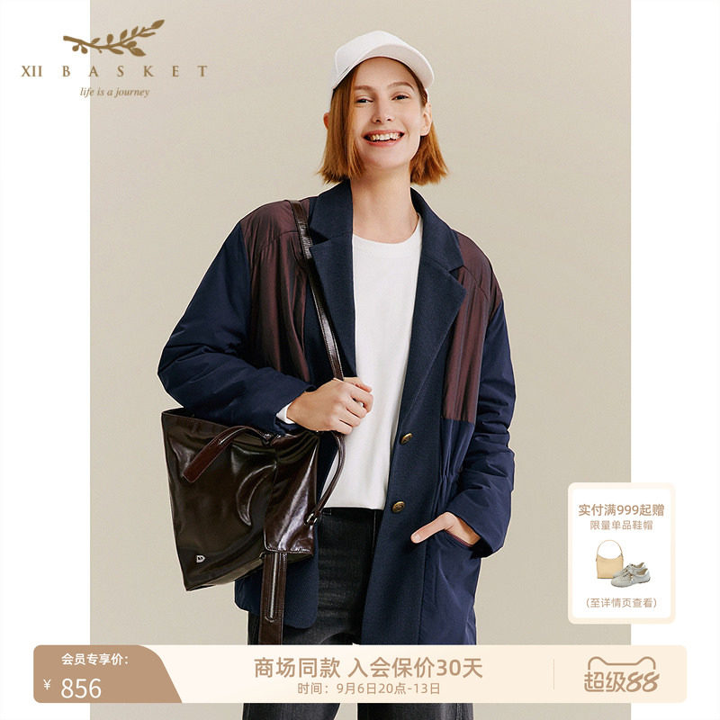 十二篮藏蓝休闲西装棉服外套