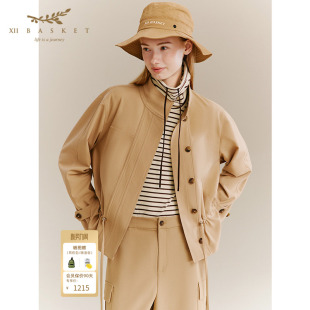 十二篮复古美拉德色系立领夹克女休闲通勤短外套冬季