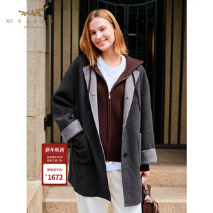 十二篮专选25冬新款 极简羊毛莱赛尔大衣女通勤廓形外套休闲 意式