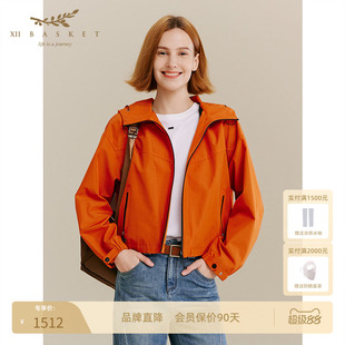 XII BASKET十二篮商场同款山系户外短外套活力橙色运动连帽秋季