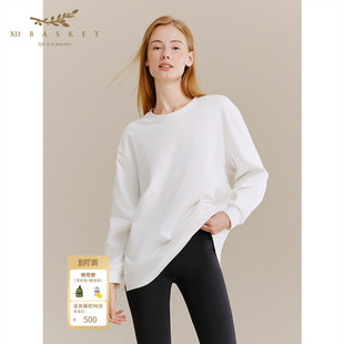 BASKET十二篮商场同款 针织衫 秋季 长袖 女 雪白色简约基础款 XII