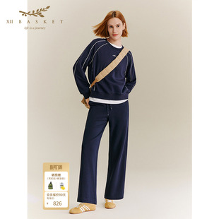 休闲运动直筒裤 百搭藏蓝色显瘦窄版 女 BASKET十二篮秋季 XII