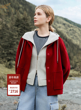 XII BASKET十二篮25冬新款奢感休闲羊毛羊绒大衣女短款圆领外套