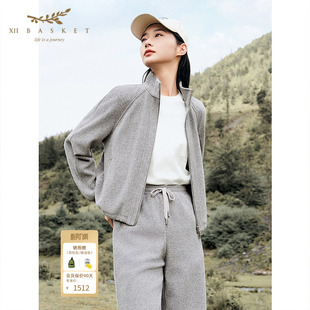 休闲百搭女 针织绒感立领运动外套时尚 XII BASKET十二篮冬季