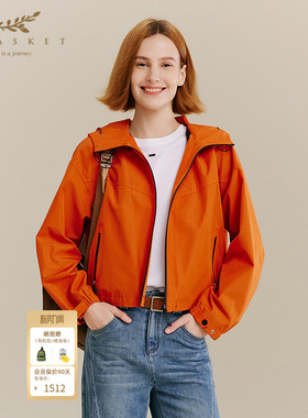 XII BASKET十二篮商场同款山系户外短外套活力橙色运动连帽秋季