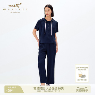 XII BASKET十二篮商场同款轻薄松弛真丝阔腿裤休闲长裤女夏季