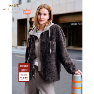 十二篮专选25冬新款 复古羊毛颗粒绒外套年轻皮草加厚保暖女廓形