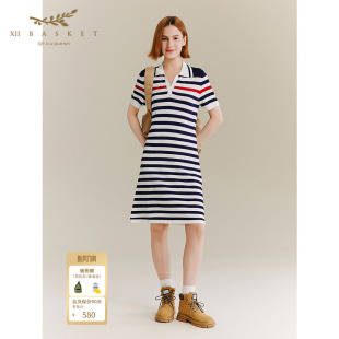 十二篮专选夏季 宽松休闲显高显瘦条纹女 棉质针织女洋气时尚