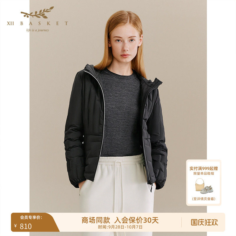 十二篮黑色连帽羽绒服